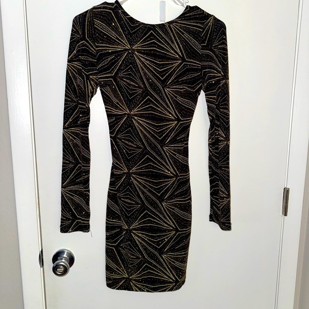 Geometric Black and Gold Dress